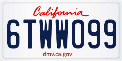 CA license plate 6TWW099