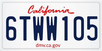 CA license plate 6TWW105