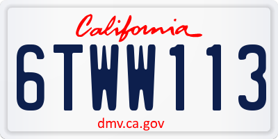 CA license plate 6TWW113