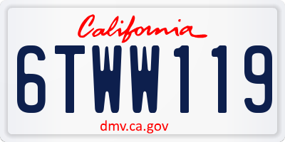 CA license plate 6TWW119