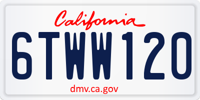 CA license plate 6TWW120