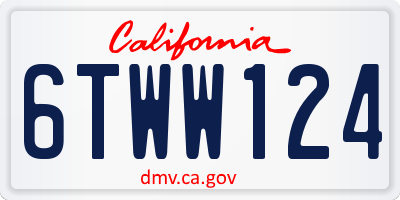 CA license plate 6TWW124