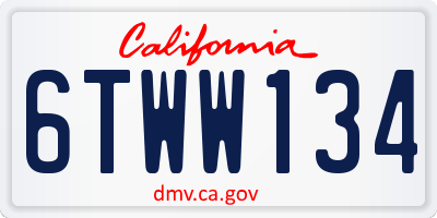 CA license plate 6TWW134