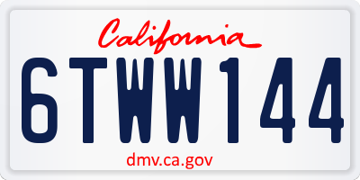 CA license plate 6TWW144