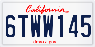 CA license plate 6TWW145
