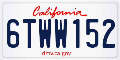 CA license plate 6TWW152