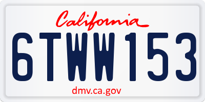 CA license plate 6TWW153