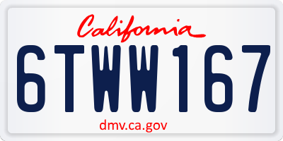 CA license plate 6TWW167