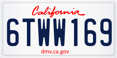 CA license plate 6TWW169