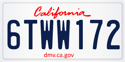 CA license plate 6TWW172