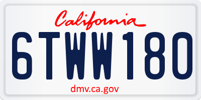 CA license plate 6TWW180