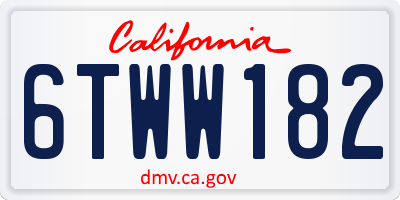 CA license plate 6TWW182