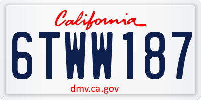 CA license plate 6TWW187