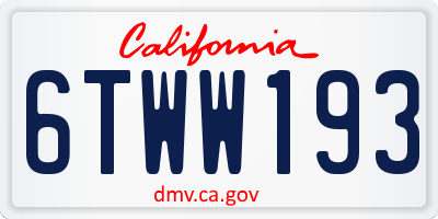 CA license plate 6TWW193