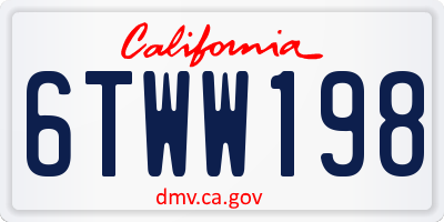 CA license plate 6TWW198