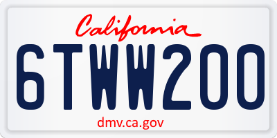 CA license plate 6TWW200