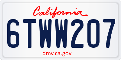 CA license plate 6TWW207