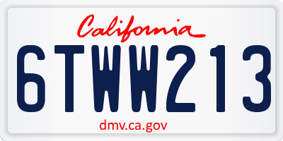 CA license plate 6TWW213