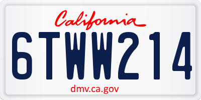 CA license plate 6TWW214