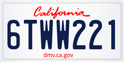 CA license plate 6TWW221