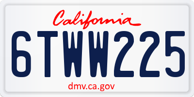 CA license plate 6TWW225