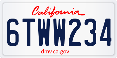 CA license plate 6TWW234