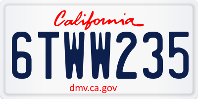 CA license plate 6TWW235