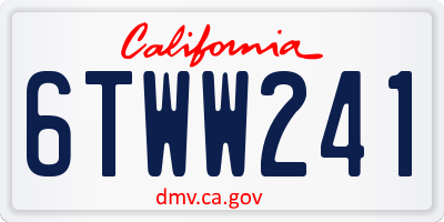 CA license plate 6TWW241