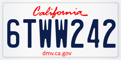 CA license plate 6TWW242