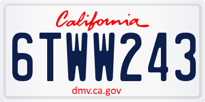 CA license plate 6TWW243