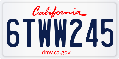 CA license plate 6TWW245