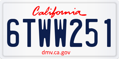 CA license plate 6TWW251