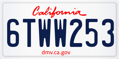 CA license plate 6TWW253