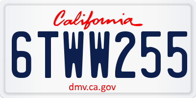 CA license plate 6TWW255
