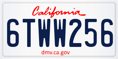 CA license plate 6TWW256