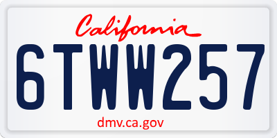 CA license plate 6TWW257