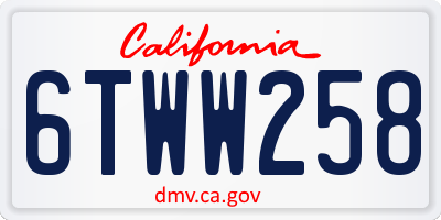 CA license plate 6TWW258