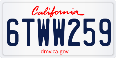 CA license plate 6TWW259