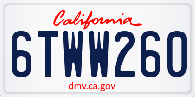 CA license plate 6TWW260