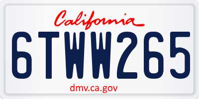 CA license plate 6TWW265