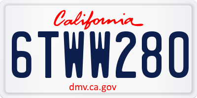 CA license plate 6TWW280