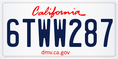 CA license plate 6TWW287