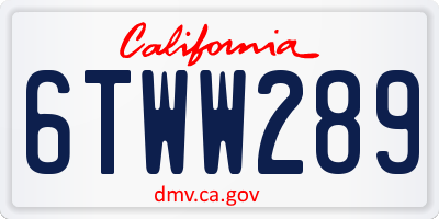 CA license plate 6TWW289