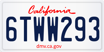 CA license plate 6TWW293