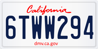 CA license plate 6TWW294