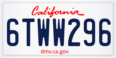 CA license plate 6TWW296