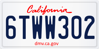 CA license plate 6TWW302