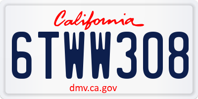 CA license plate 6TWW308