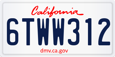 CA license plate 6TWW312
