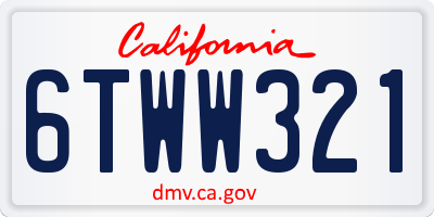 CA license plate 6TWW321